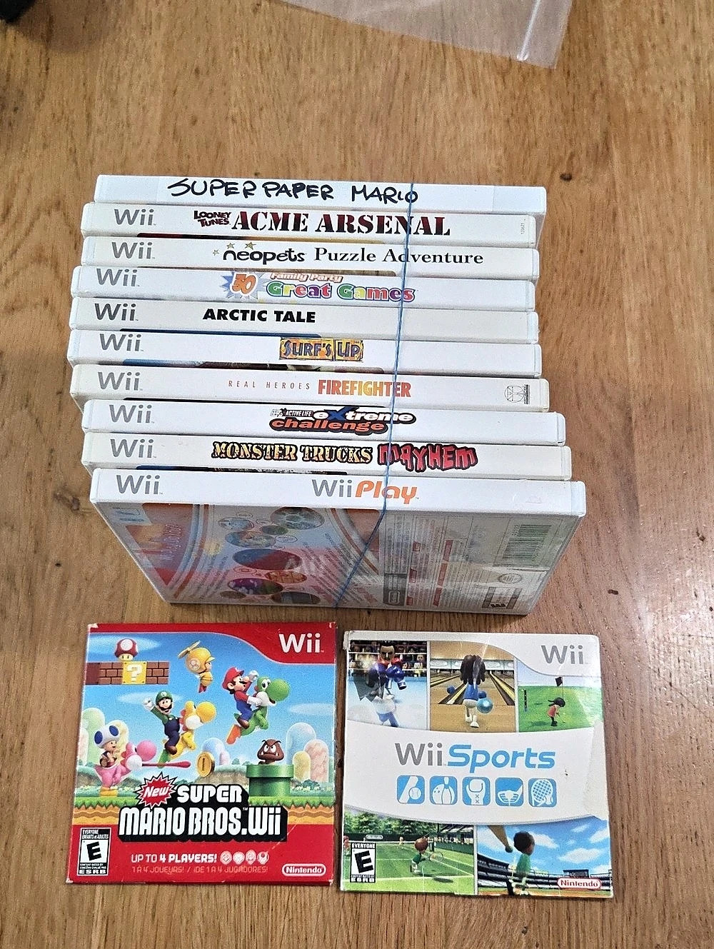 Nintendo Wii Video Game Bundle Lot Wii Sports Super Mario Bros Super Paper Mario